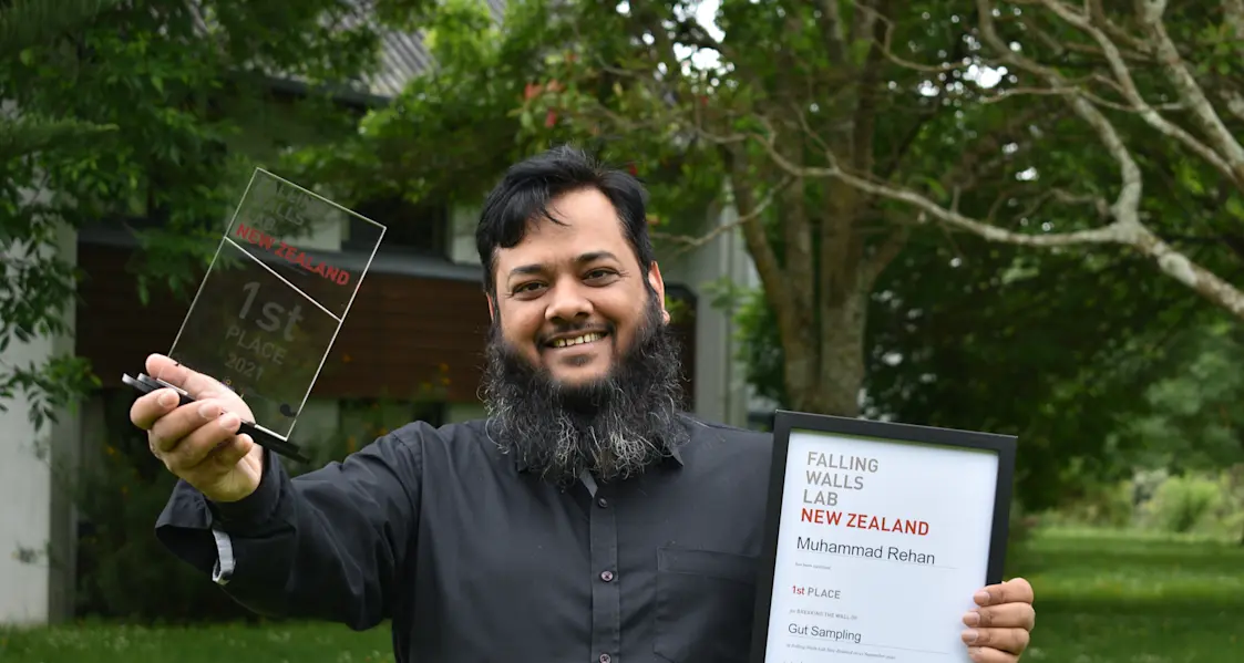 Muhammad Rehan winner of Falling Walls Lab NZ competition